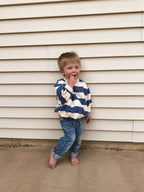 Oversized Brushed Cotton Stripe Sweatshirt