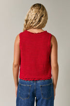 SCALLOP HEM CROCHET SLEEVELESS TOP