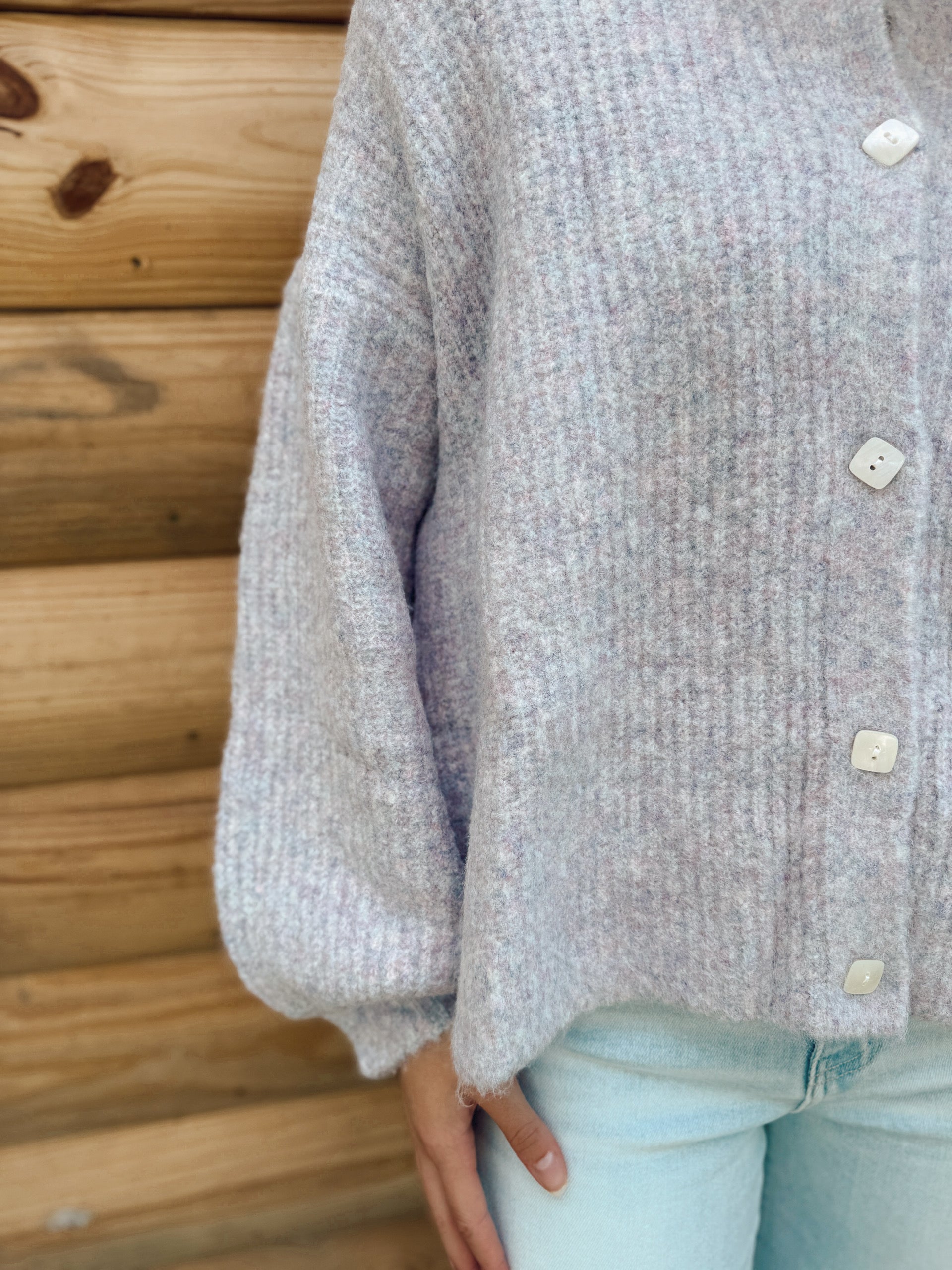 Balloon Sleeve Knit Cardigan