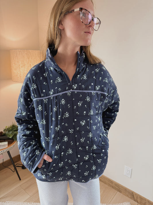 Navy Floral Pullover