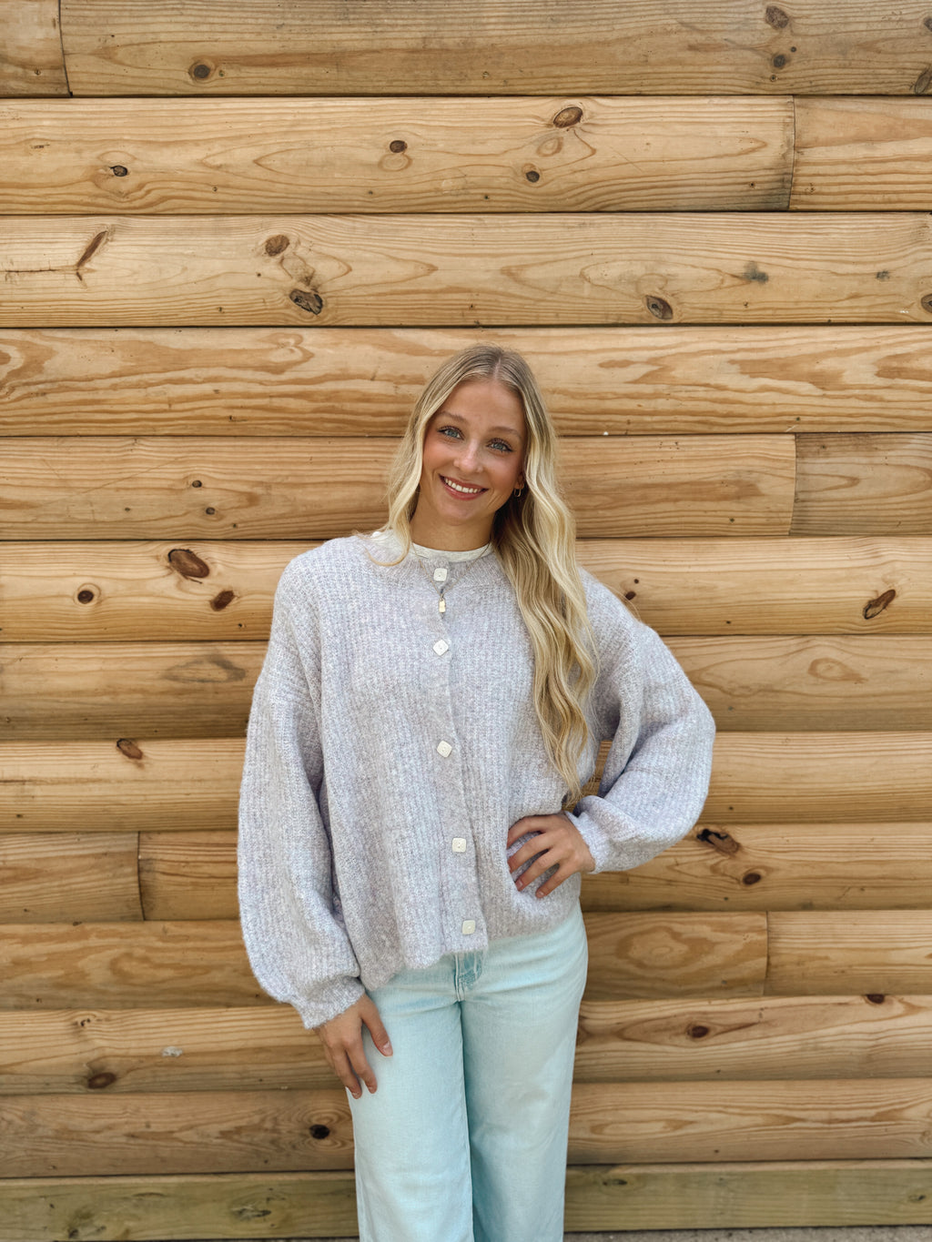 Balloon Sleeve Knit Cardigan