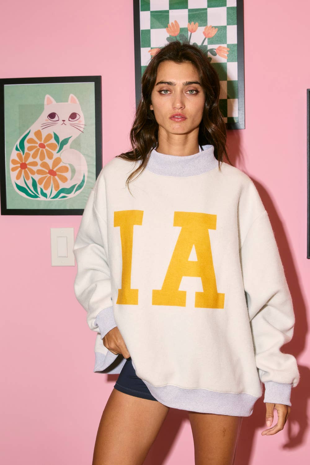 IT2594-IOWA | 'IOWA & IA' Reversible Mock Neck Sweatshirt