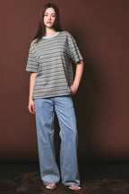 OVERSIZED SHORT SLEEVE STRIPE TOP
