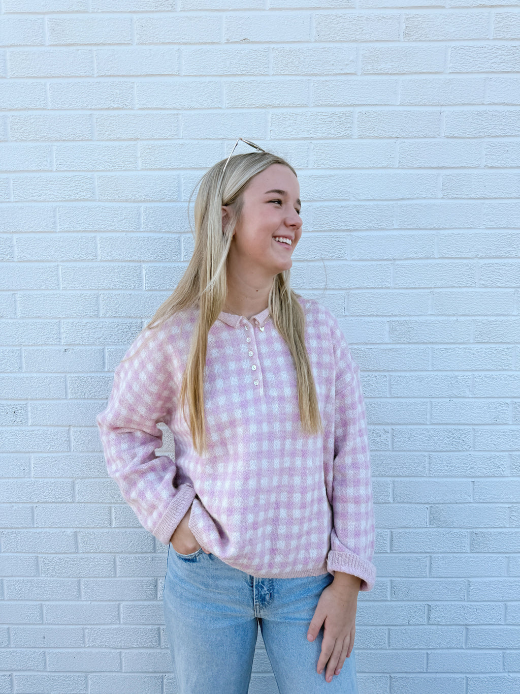 Petal Gingham Sweater