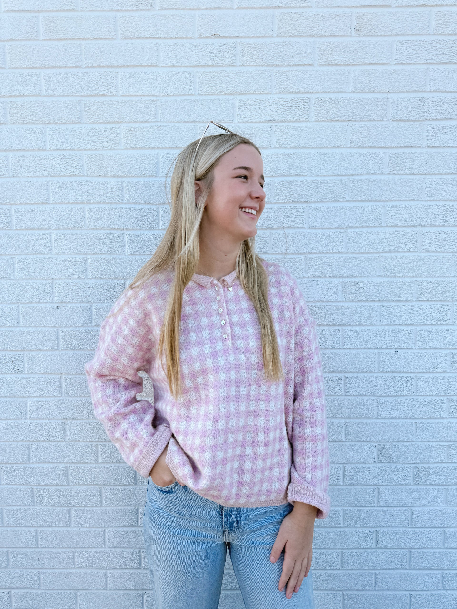 Petal Gingham Sweater