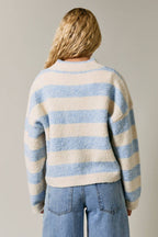 HIGH NECK STRIPE CARDIGAN