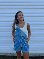 POLKA DOT DENIM OVERALLS