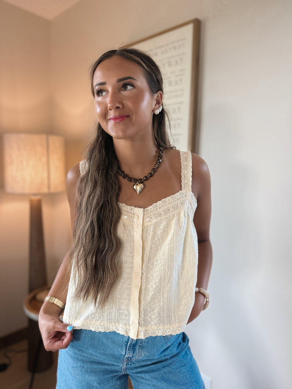Golden lace tank