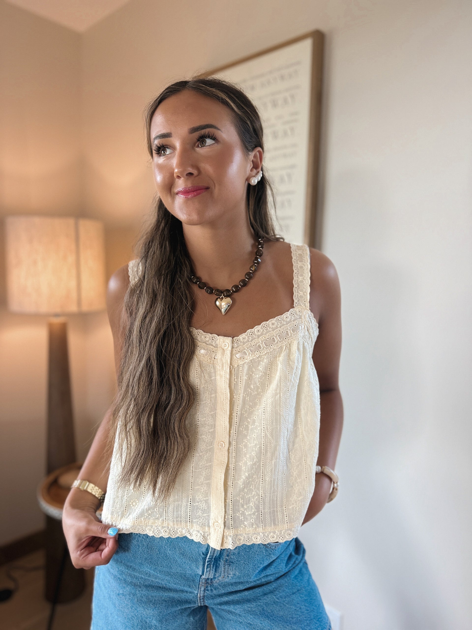 Golden lace tank