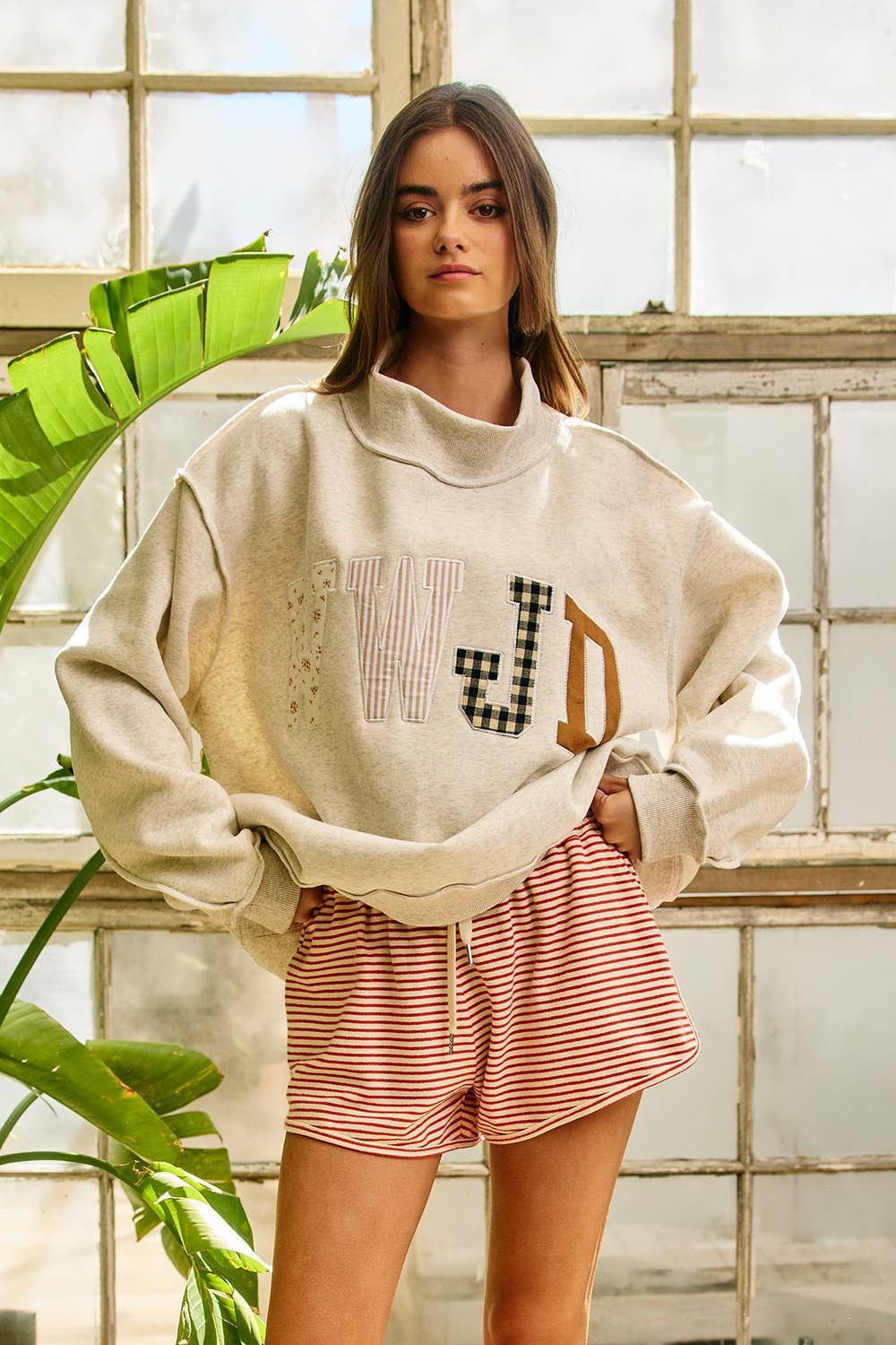 IT2594E-WWJD1 | WWJD Embroidered Mock-neck Sweatshirt
