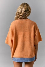 SHORT SLEEVE CREW NECK SWEATER LIGHTWEIGHT CARDIGAN