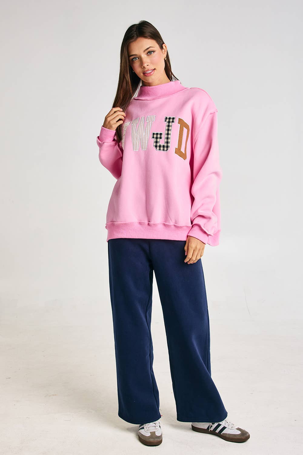 IT2594E-WWJD1 | WWJD Embroidered Mock-neck Sweatshirt
