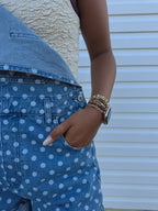 POLKA DOT DENIM OVERALLS