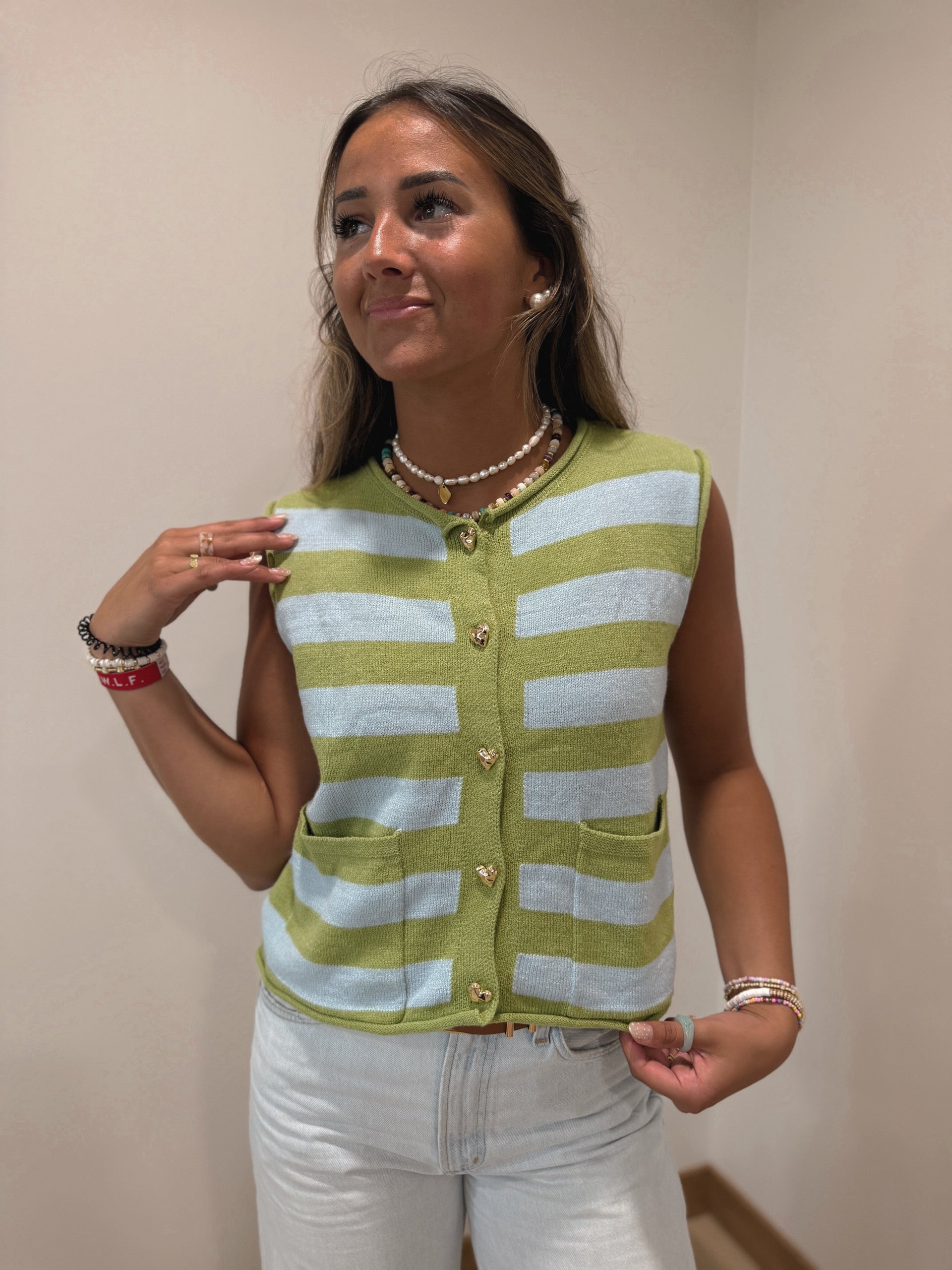 Striped Knit Sweater Vest