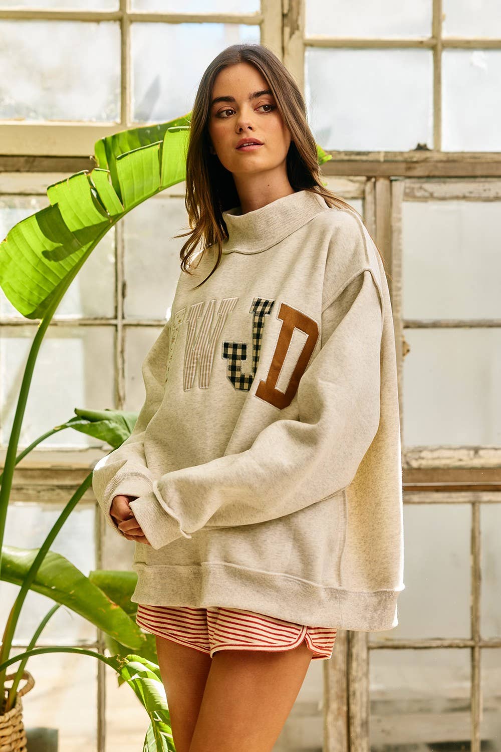 IT2594E-WWJD1 | WWJD Embroidered Mock-neck Sweatshirt