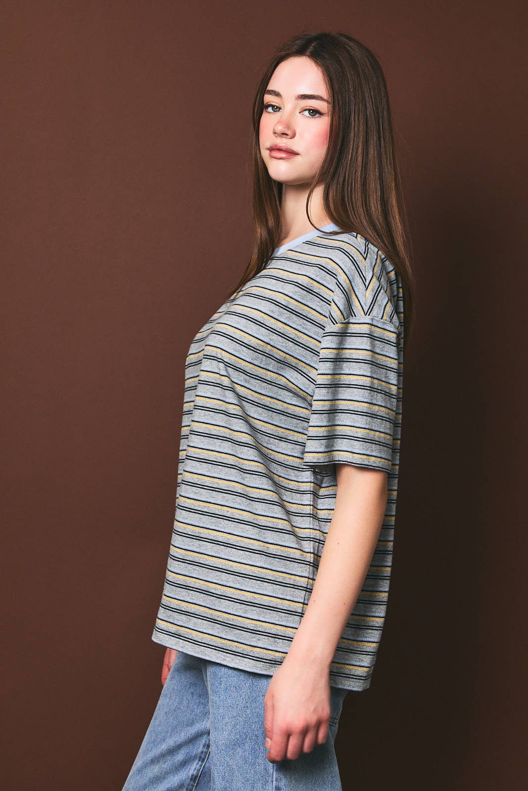 OVERSIZED SHORT SLEEVE STRIPE TOP