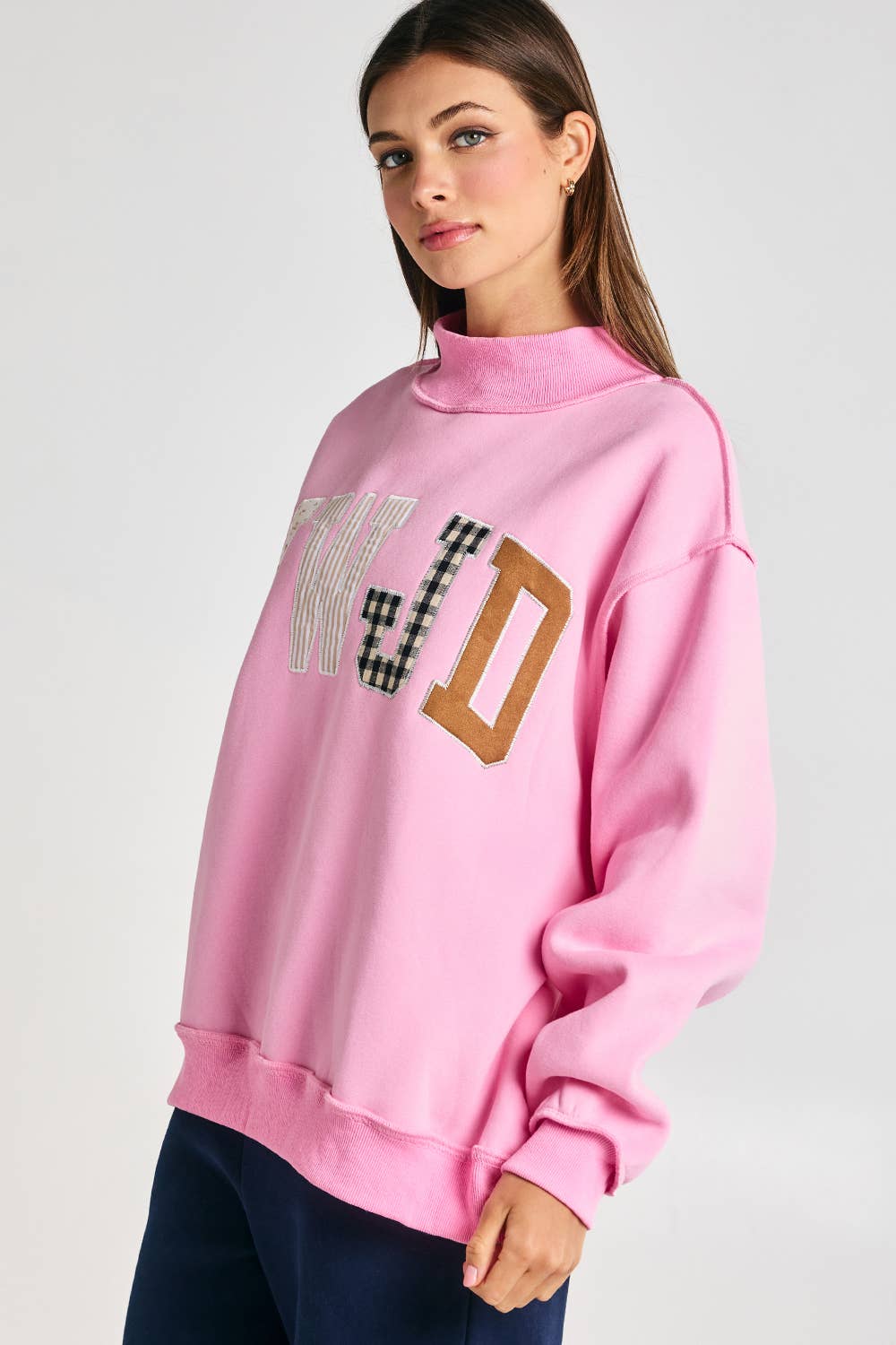 IT2594E-WWJD1 | WWJD Embroidered Mock-neck Sweatshirt