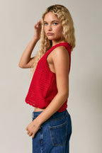 SCALLOP HEM CROCHET SLEEVELESS TOP