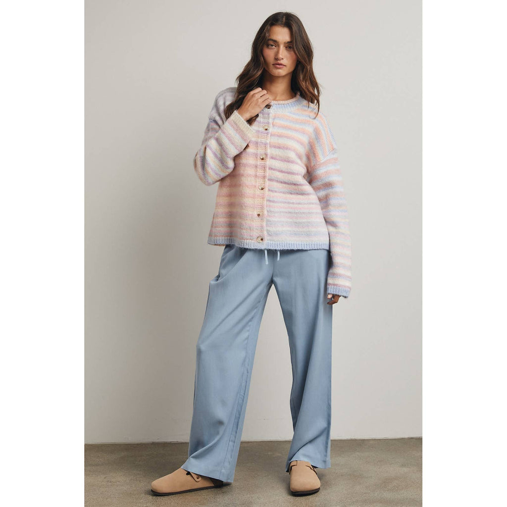 RAINBOW BUTTON-UP KNIT SWEATER CARDIGAN / WL25-12197