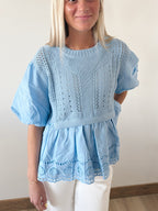 BUBBLE SLEEVE SWEATER TOP