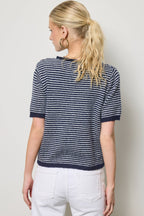 Striped Short Sleeve Button Cardigan