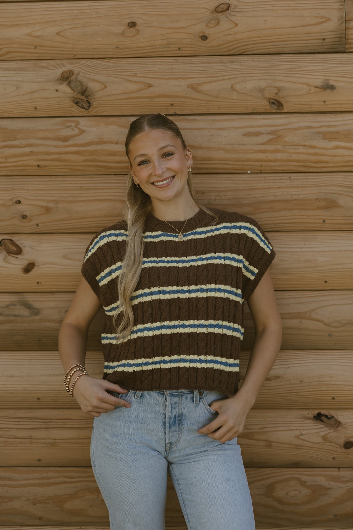 Joelle Stripe Crop Knit Top