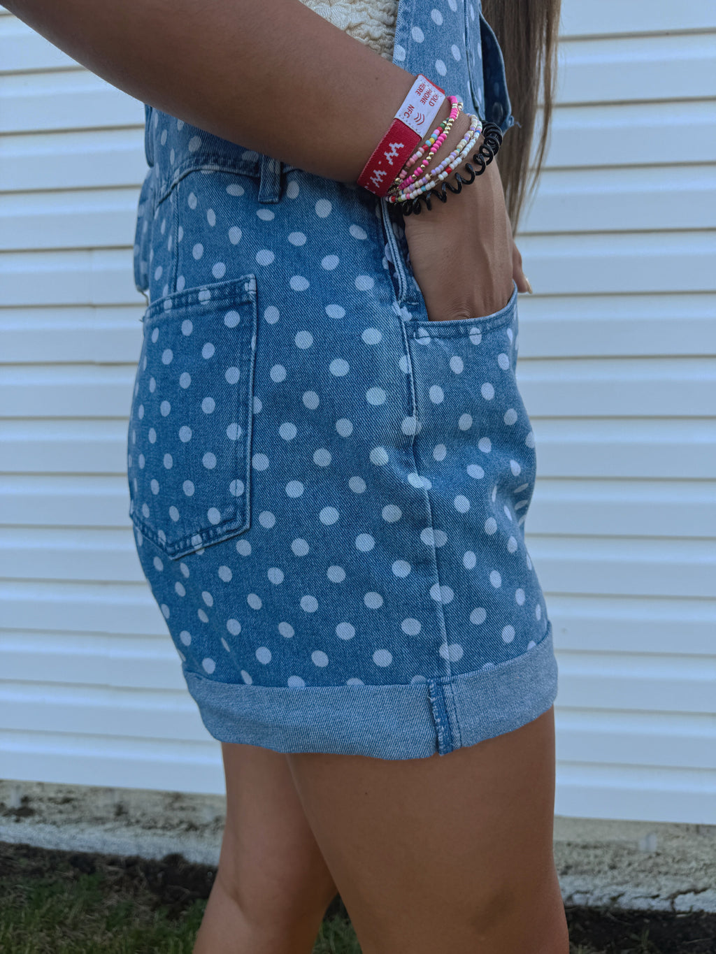 POLKA DOT DENIM OVERALLS