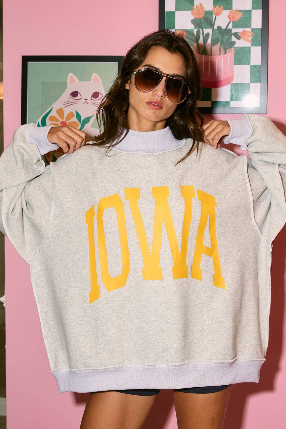 IT2594-IOWA | 'IOWA & IA' Reversible Mock Neck Sweatshirt