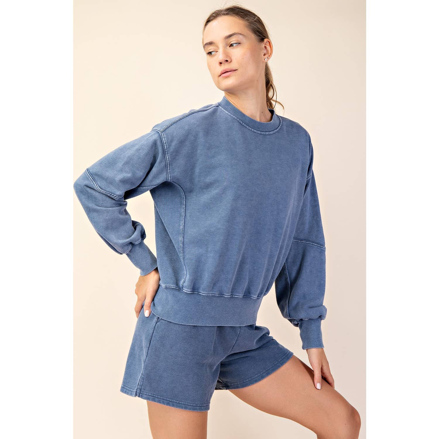 MINERAL WASHED FRENCH TERRY SHORT SET