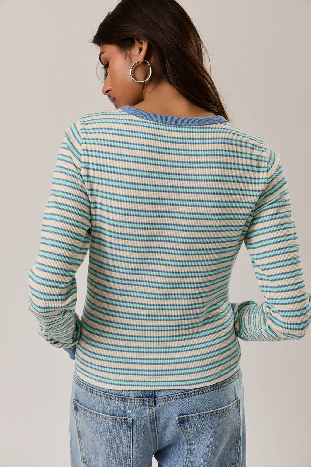 THERMAL LONG SLEEVE WITH THUMB HOLE KNIT TOP