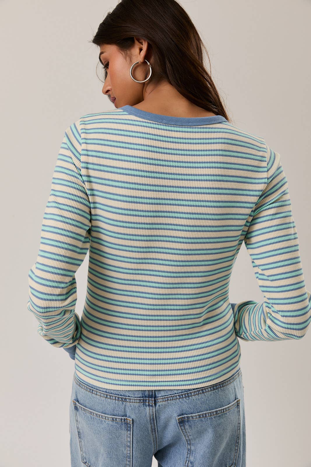 THERMAL LONG SLEEVE WITH THUMB HOLE KNIT TOP