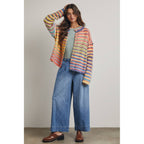 RAINBOW BUTTON-UP KNIT SWEATER CARDIGAN / WL25-12197