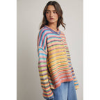 RAINBOW BUTTON-UP KNIT SWEATER CARDIGAN / WL25-12197