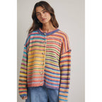 RAINBOW BUTTON-UP KNIT SWEATER CARDIGAN / WL25-12197