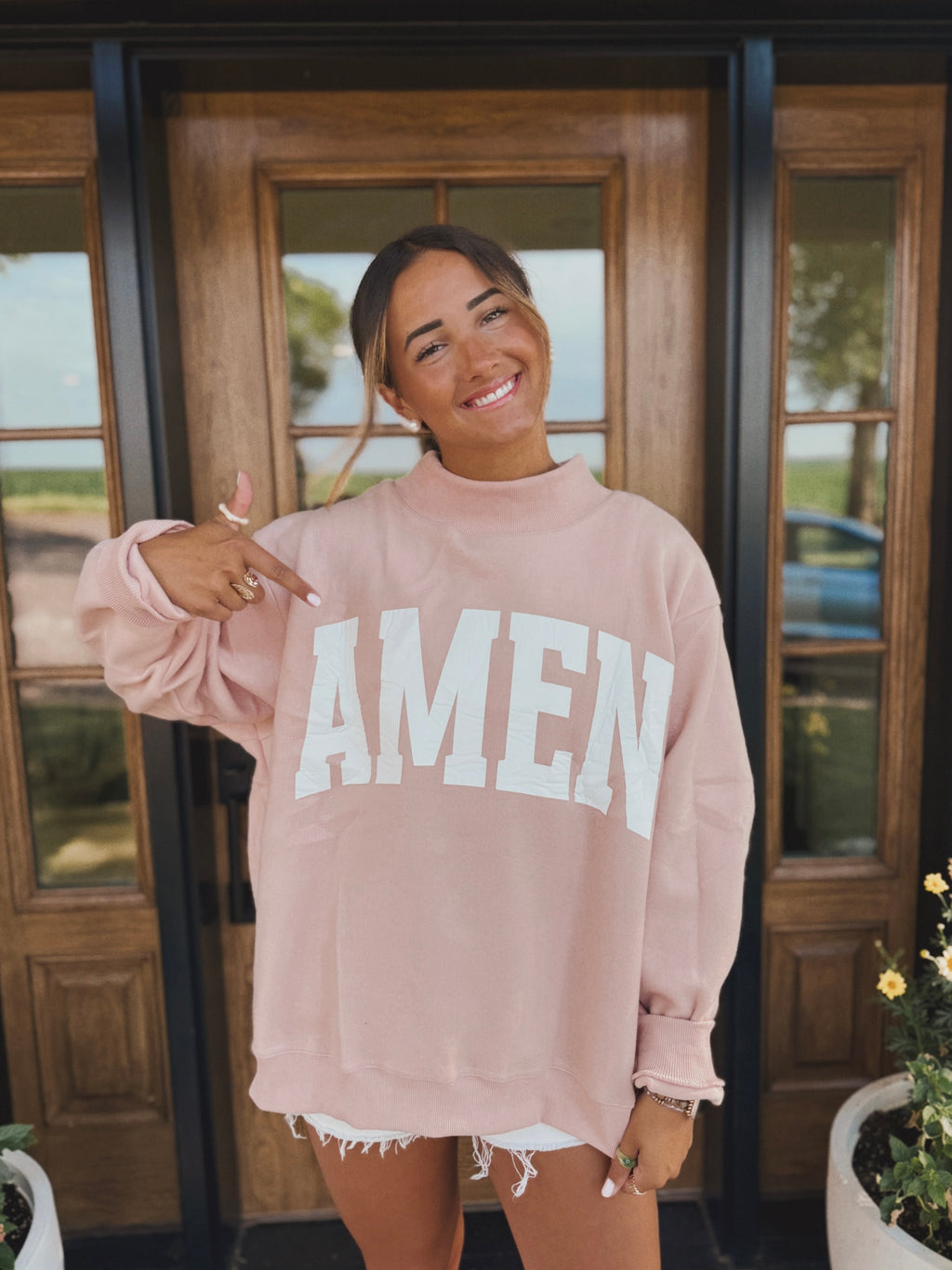WWJD & AMEN Reversible Mock Neck Sweatshirt