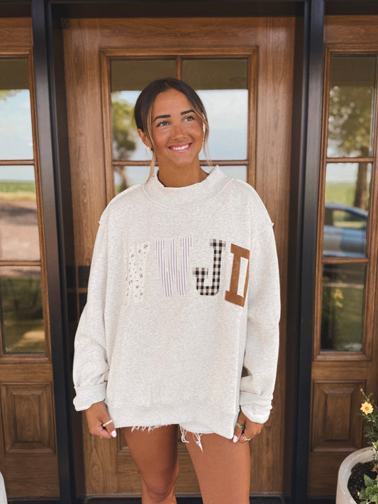 WWJD Embroidered Mock-neck Sweatshirt